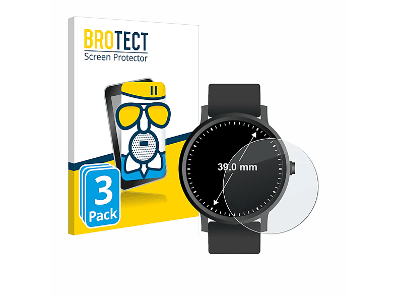 BROTECT ø: (Kreisrund, mm)) Airglass 3x Universal 39 Armbanduhren matte Schutzfolie(für