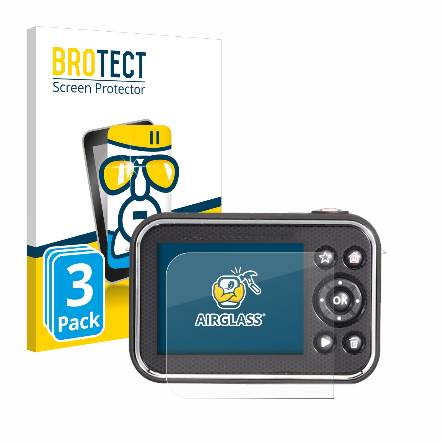 BROTECT 3x Airglass HD) Vtech Kidizoom Video Schutzfolie(für klare Studio