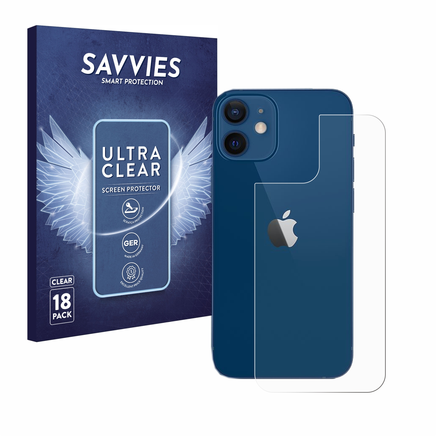SAVVIES 18x klare Schutzfolie(für iPhone Apple 12)