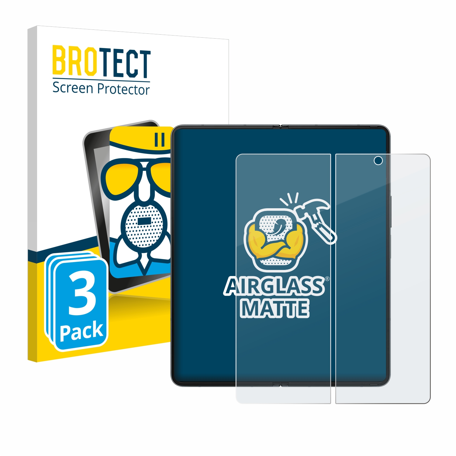 BROTECT 3x Airglass Schutzfolie(für Galaxy Samsung 4) Z Fold matte