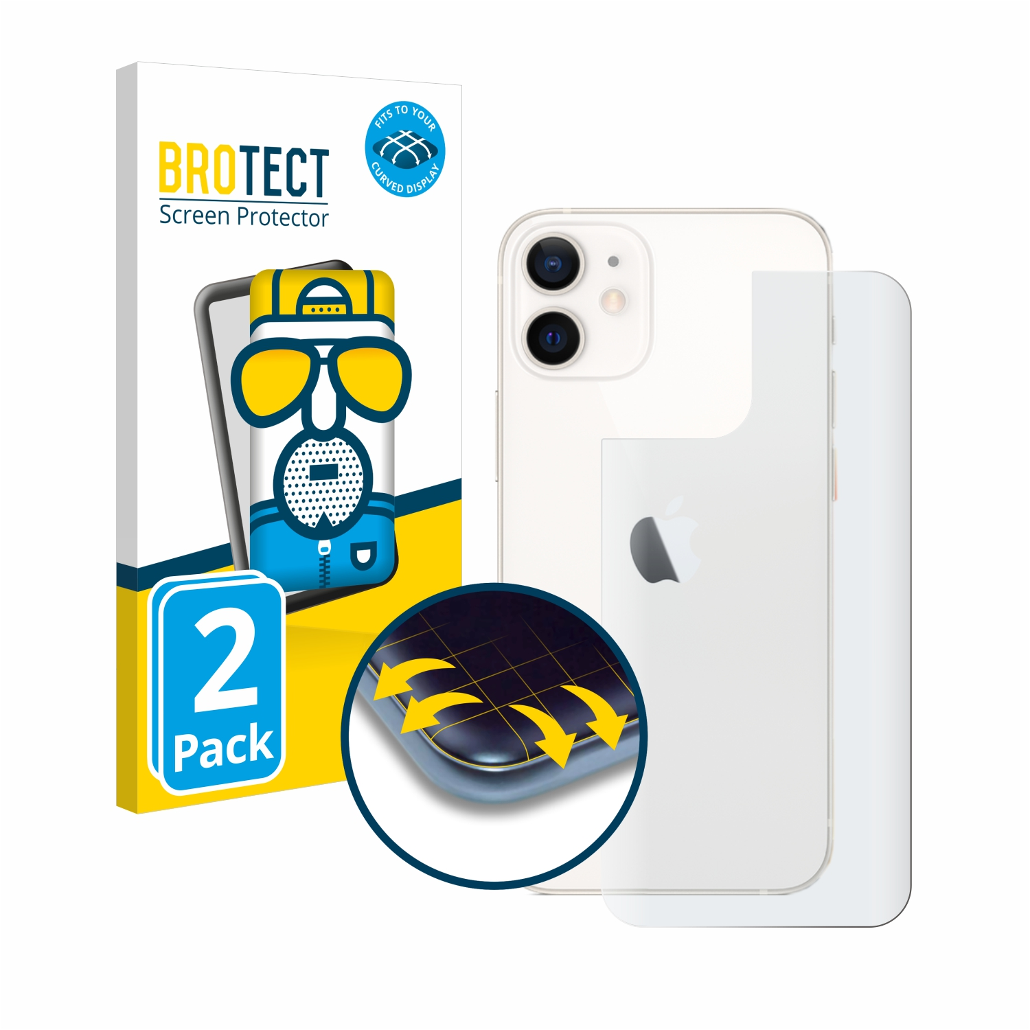 BROTECT 2x Flex matt Apple 12 Curved Full-Cover Schutzfolie(für 3D mini) iPhone