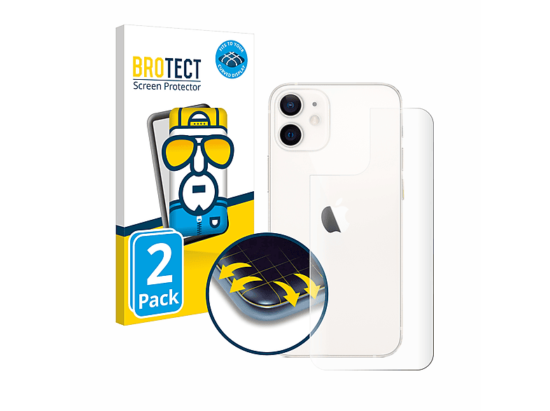 BROTECT 2x Flex Full-Cover 3D Curved Schutzfolie(für Apple iPhone 12 mini)