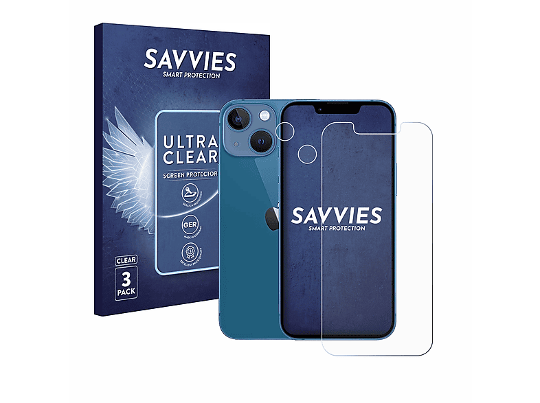 SAVVIES 6x klare Schutzfolie(für Apple iPhone 13 mini)