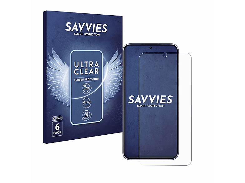 SAVVIES klare Plus) Samsung 6x S23 Galaxy Schutzfolie(für