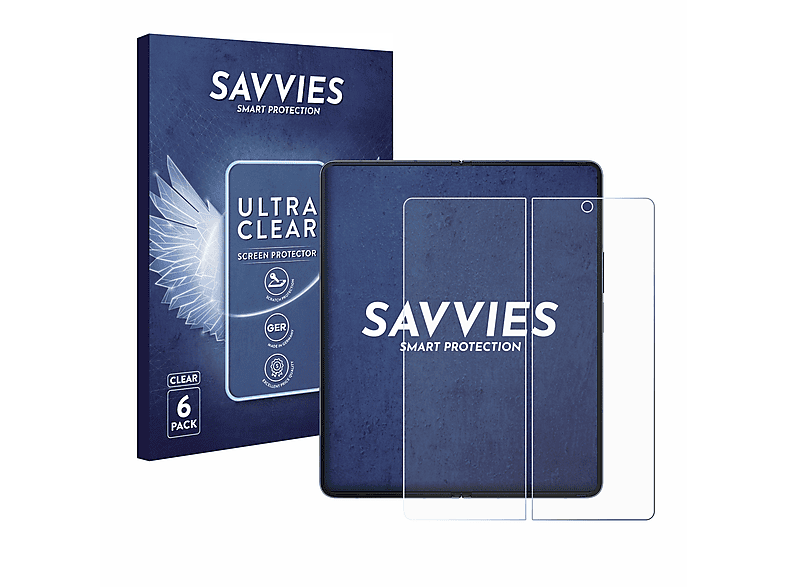 SAVVIES 6x klare Schutzfolie(für Z Galaxy Fold Samsung 4)