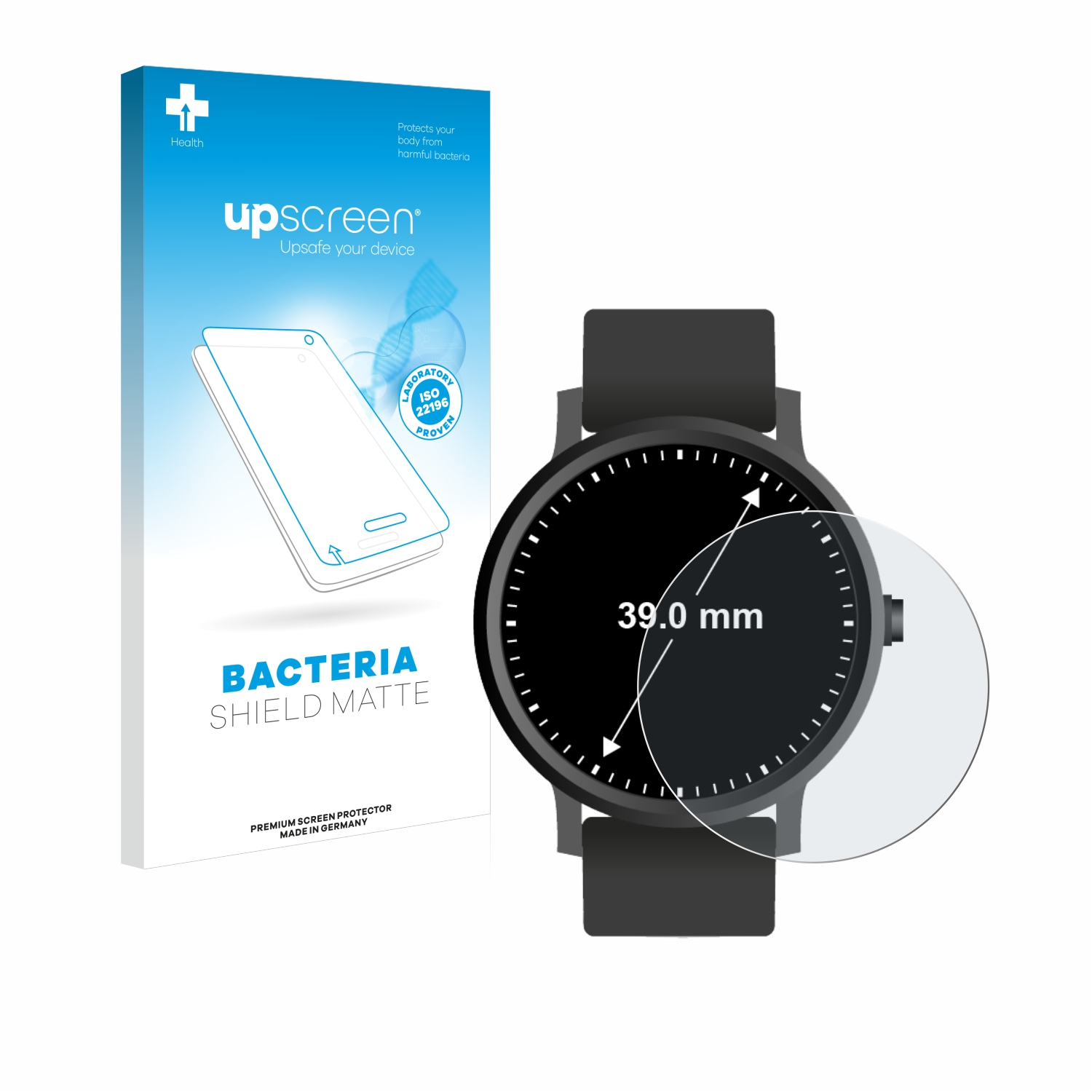 UPSCREEN antibakteriell entspiegelt matte Universal Armbanduhren ø: mm)) Schutzfolie(für (Kreisrund, 39