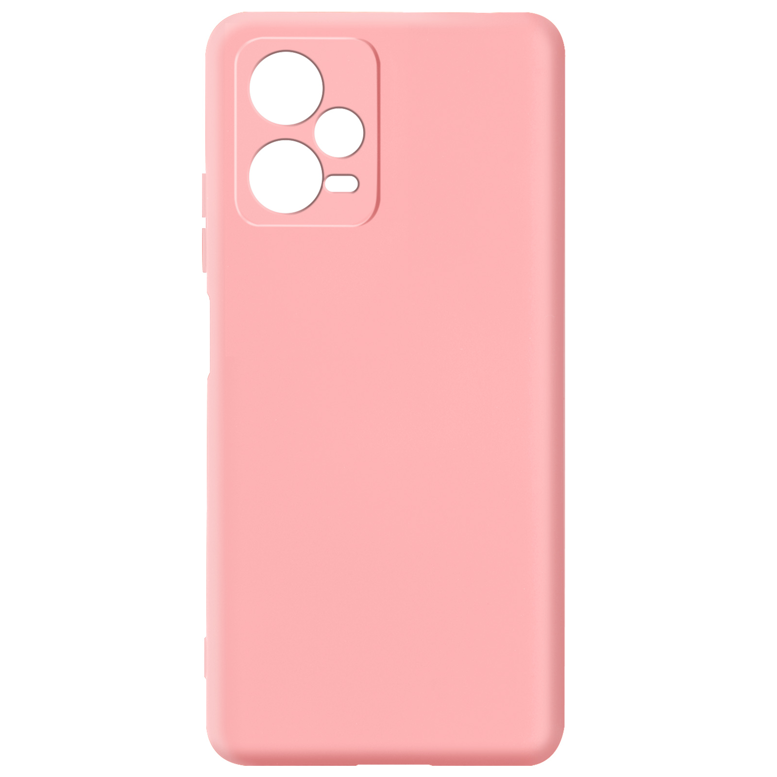 Custodia rosa per telefono. La custodia ha fori per la fotocamera e i pulsanti, adatta a un telefono.