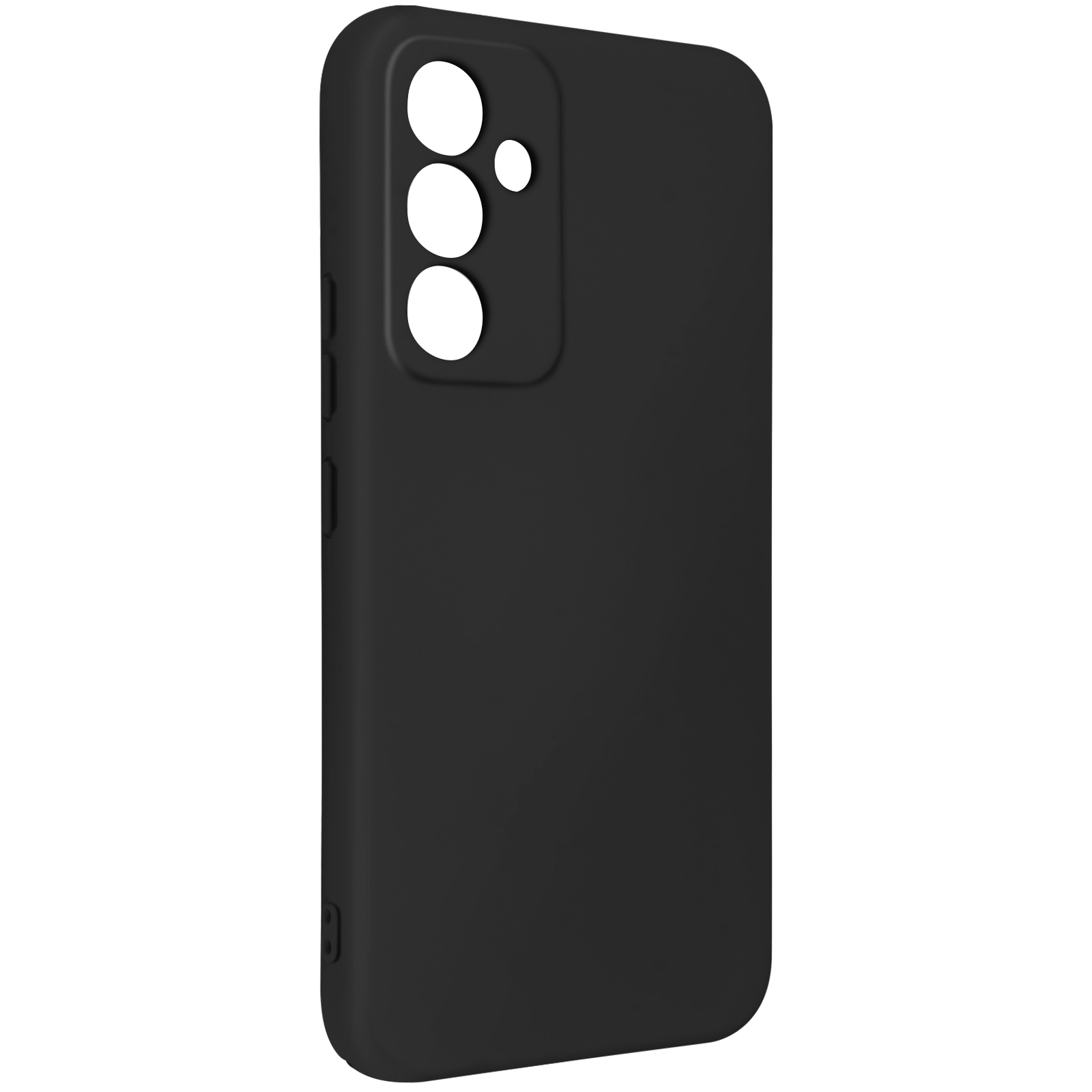 Schwarze Handyhülle mit drei Kameraausschnitten. Die Hülle ist schlicht und hat ein mattes Finish.