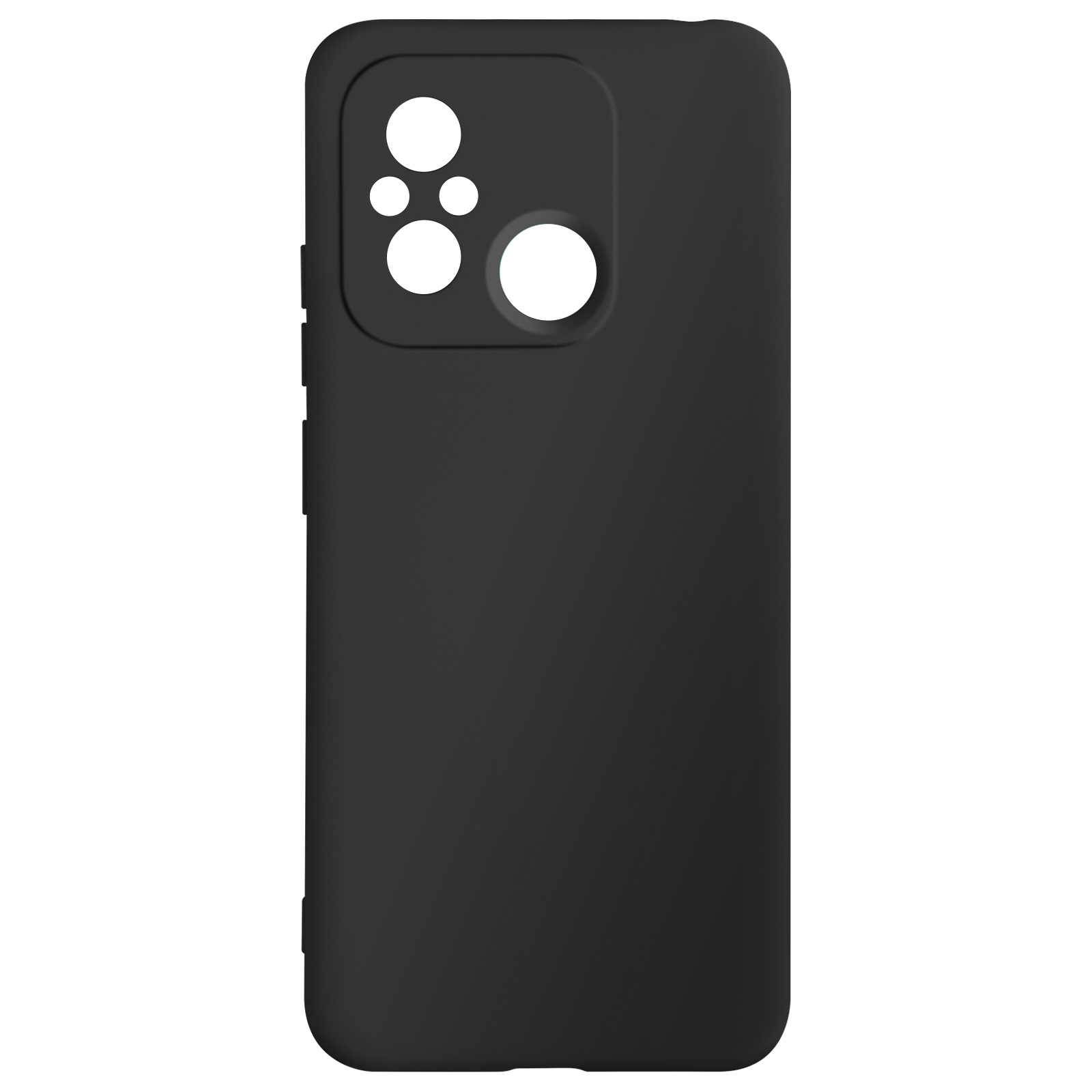 Custodia nera per telefono. Ha ritagli per la fotocamera.