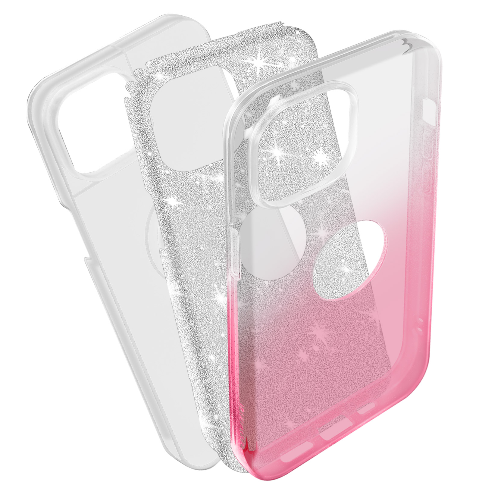 AVIZAR Glitter Series, Apple, Weiß / iPhone Rosa Backcover, 14
