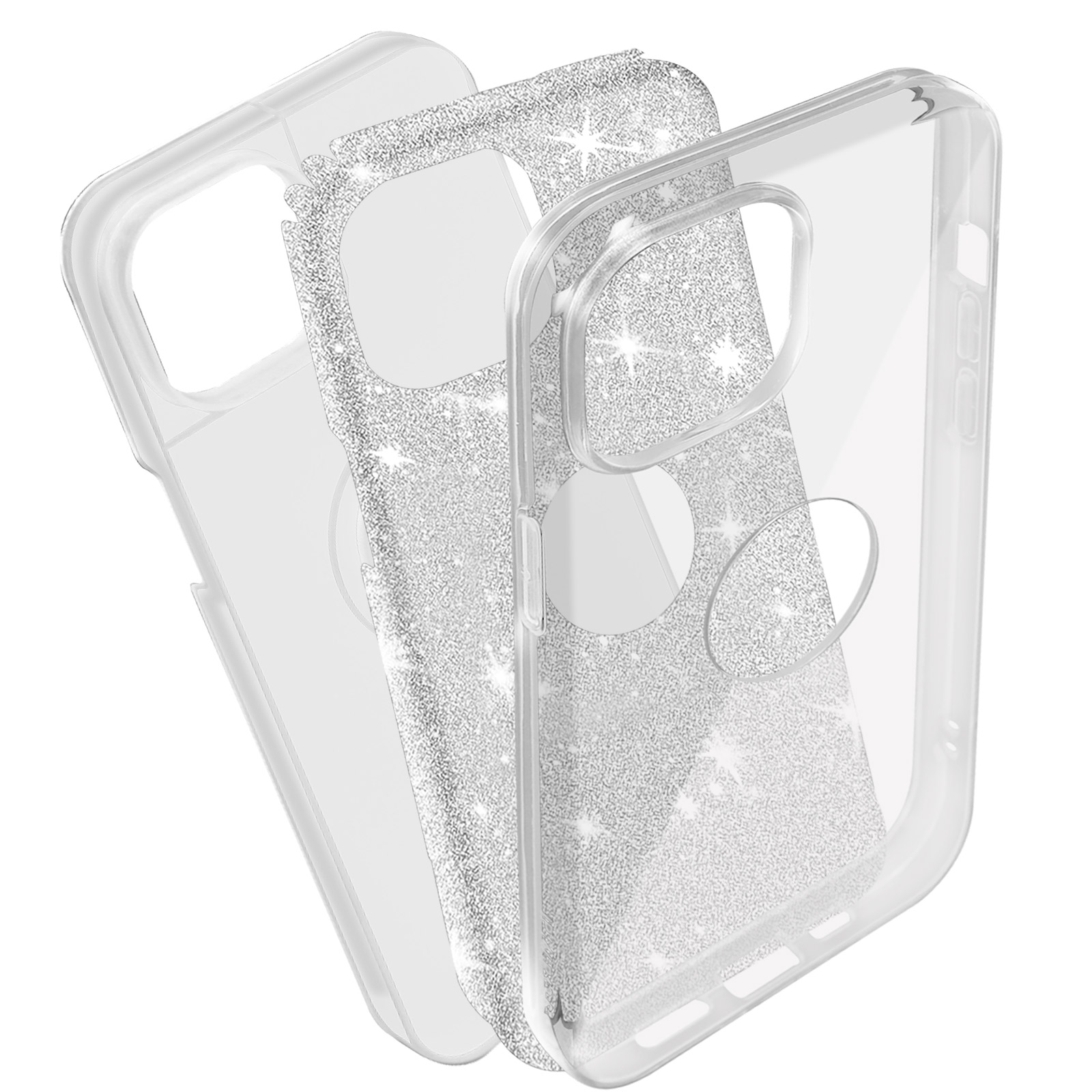 AVIZAR Glitter Series, Backcover, Apple, 14, iPhone Silber