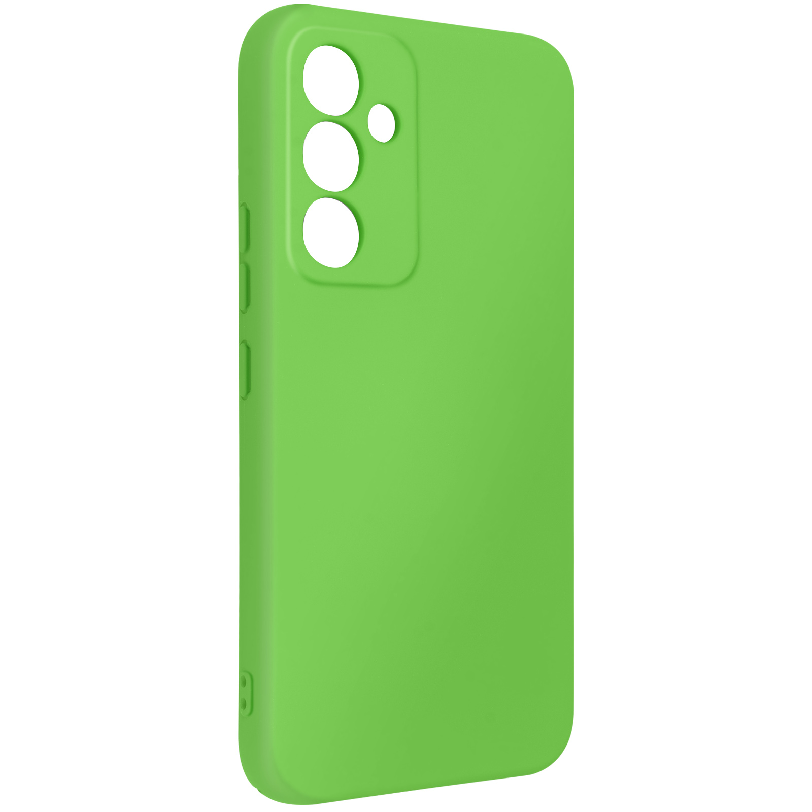 Custodia verde per telefono. Fori per fotocamera e pulsanti. Colore semplice e uniforme.