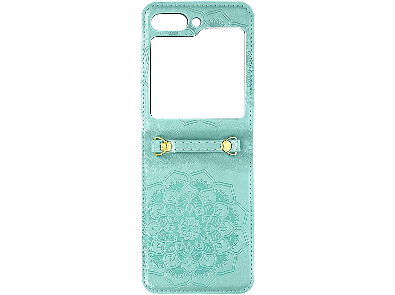 5, Series, Samsung, Flip Blossom Mandala Galaxy Z Türkisblau Backcover, AVIZAR