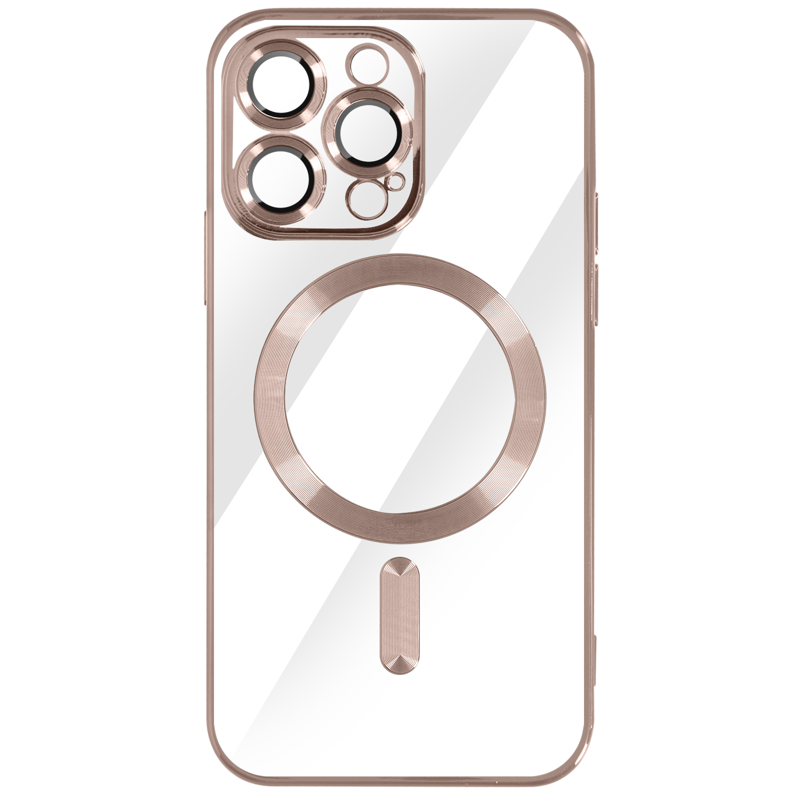 Chrom 14 Rosegold Apple, Handyhülle AVIZAR Series, iPhone Backcover, Pro,