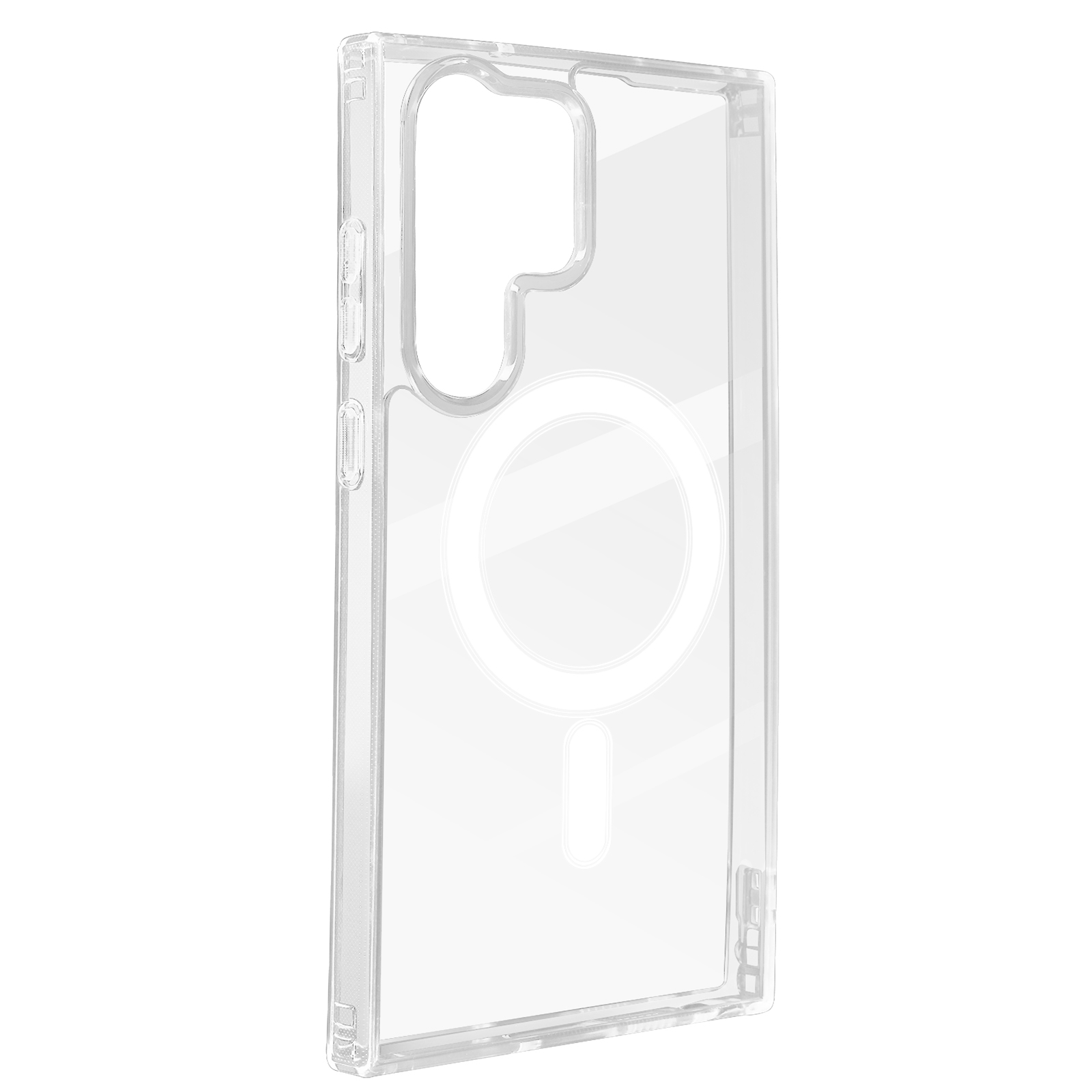 Custodia trasparente per telefono con anello MagSafe. È una cover protettiva trasparente per cellulare.