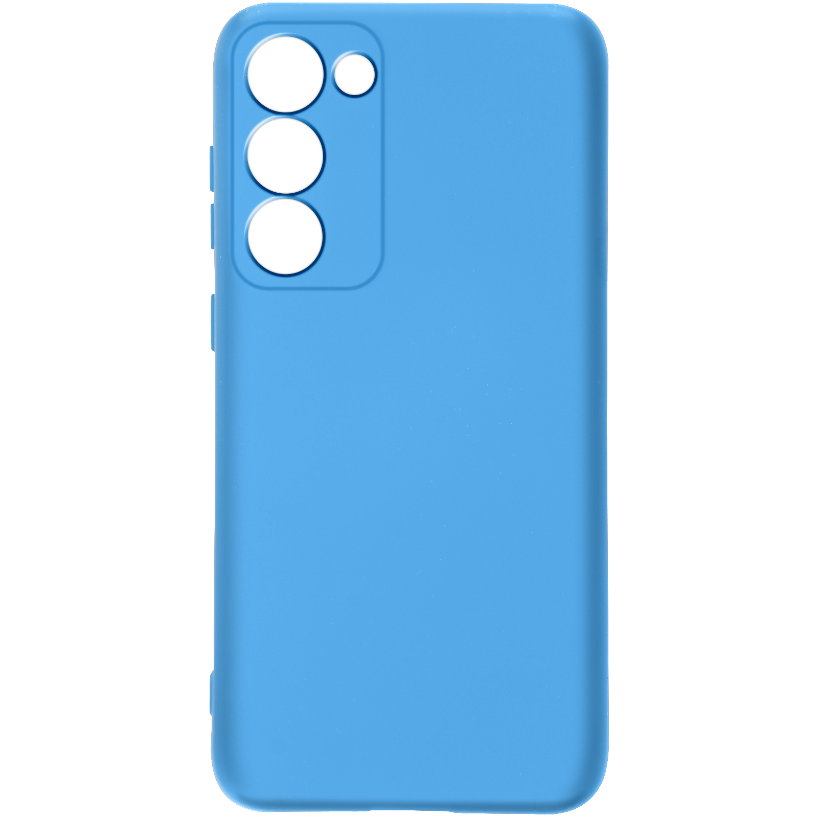 Custodia per telefono azzurra. Ritagli per fotocamera visibili. Design semplice.