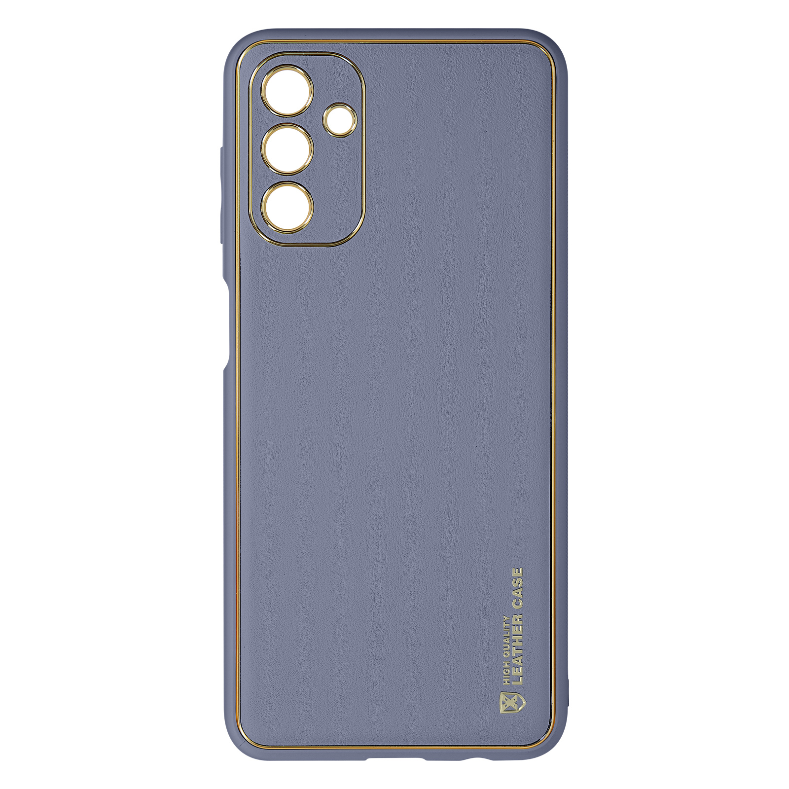 A04s, goldenem Rahmen Backcover, Kunstlederhülle Blau mit Samsung, Series, Galaxy AVIZAR