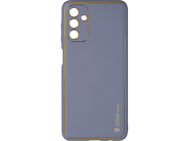 A04s, goldenem Rahmen Backcover, Kunstlederhülle Blau mit Samsung, Series, Galaxy AVIZAR
