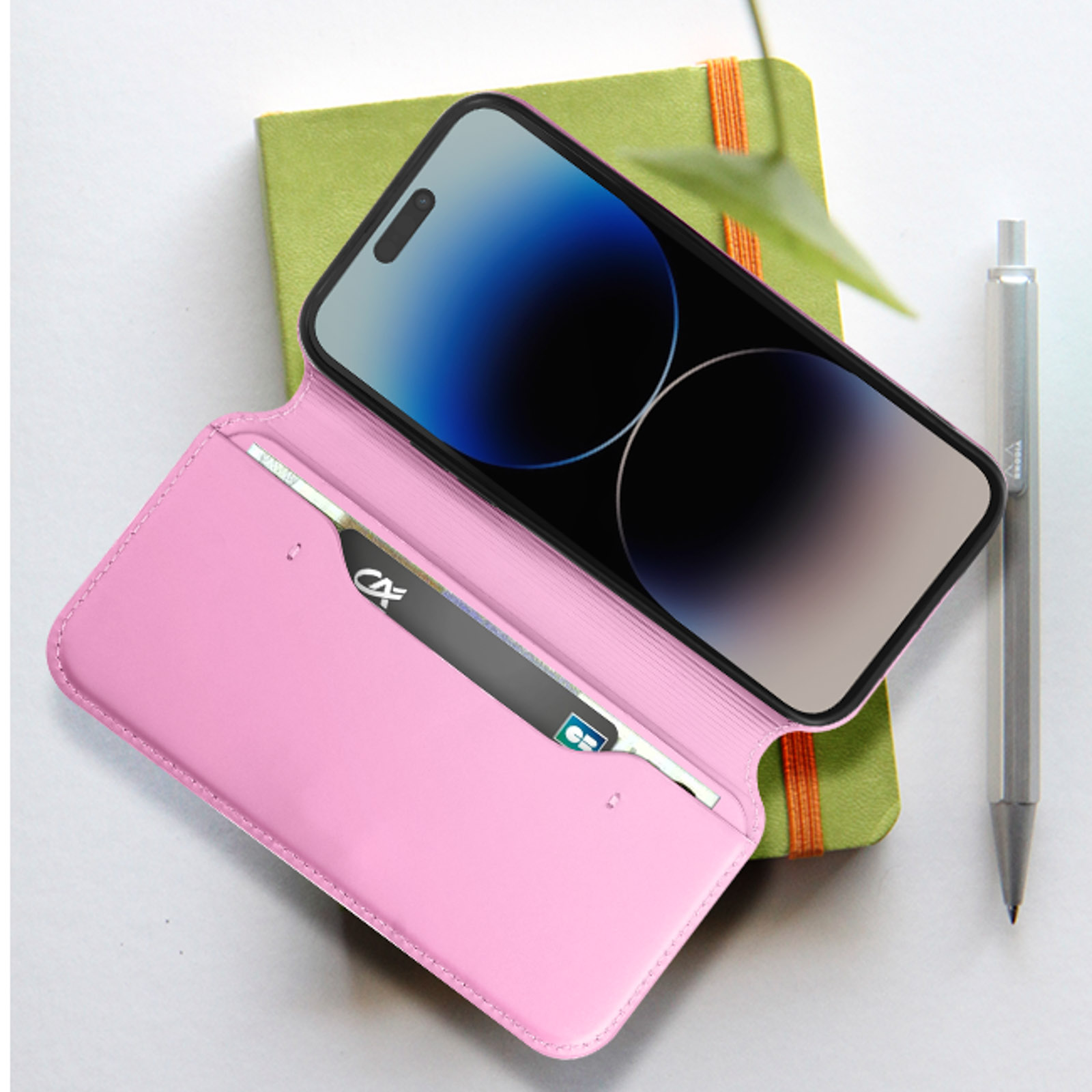 AVIZAR Dual Pockets Pro Series, Rosa Bookcover, Apple, Max, iPhone 14
