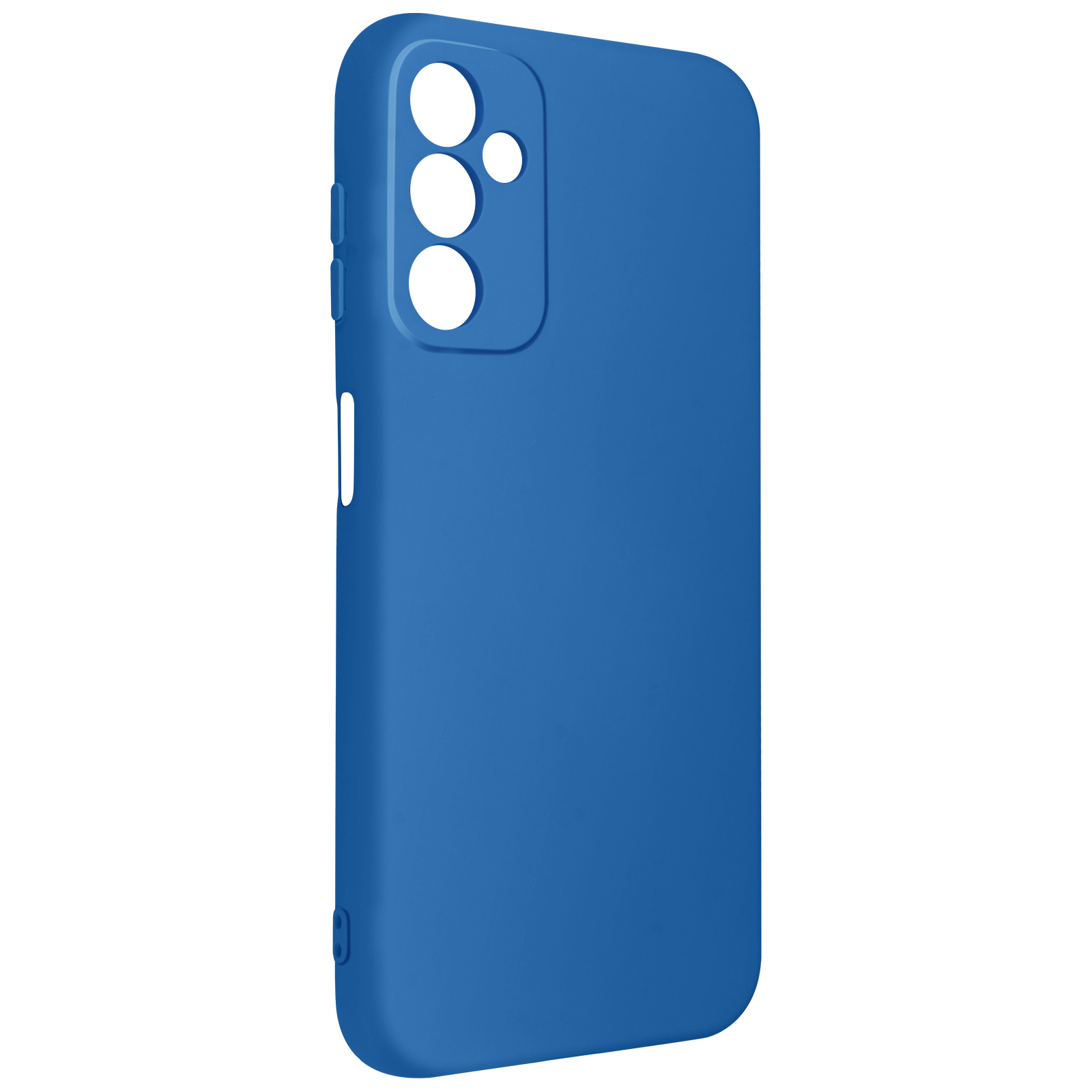 Custodia per telefono blu. Sfondo bianco.