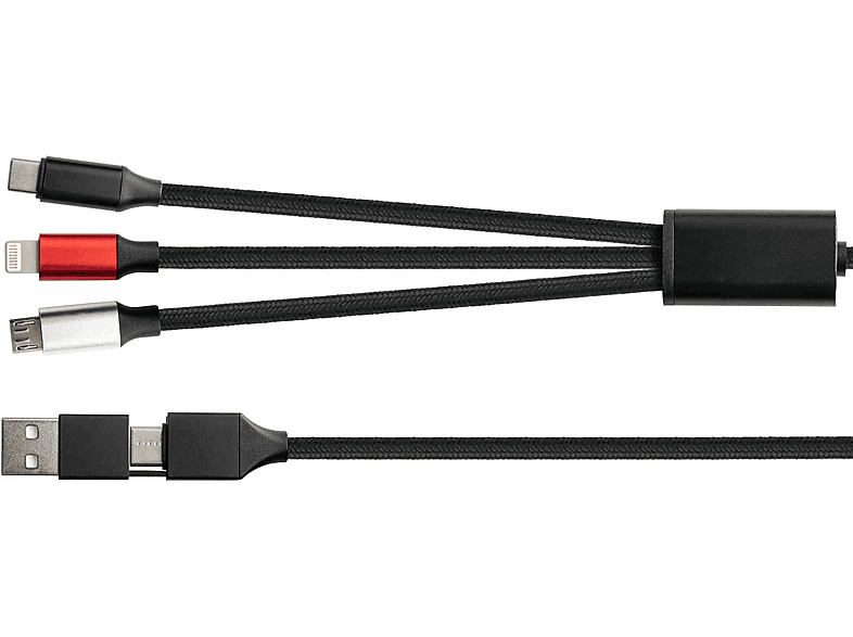 PYTHON USB 6-in-1 Ladekabel, Ladekabel, 1,2 m, schwarz