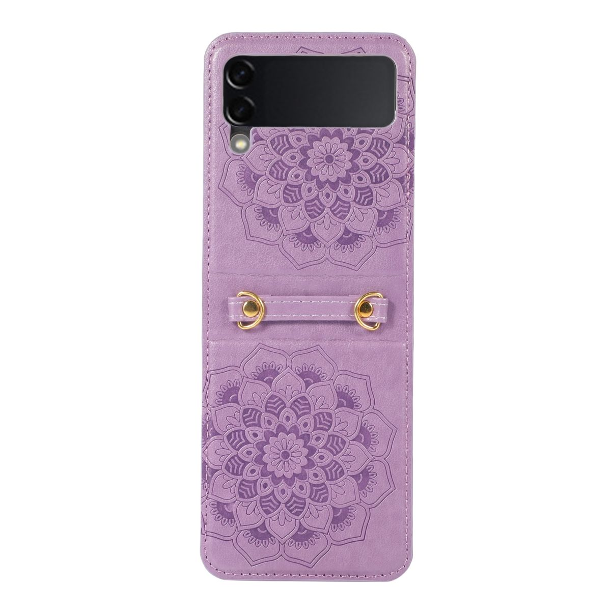 Kunstleder Design Band, Z Bookcover, Galaxy Samsung, 5G, mit WIGENTO Mandala Lila Umhänge Flip Style Flip5 Hülle