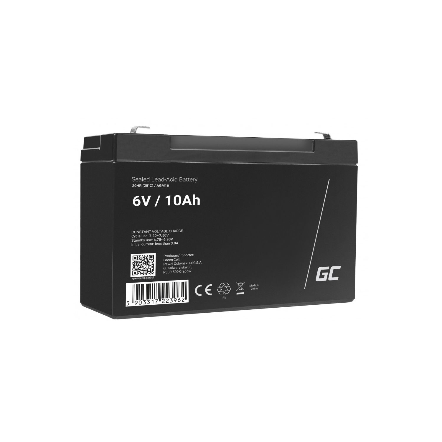 Kinderfahrzeug-Batterie, mAh 10 CELL GREEN AGM16 VRLA AGM