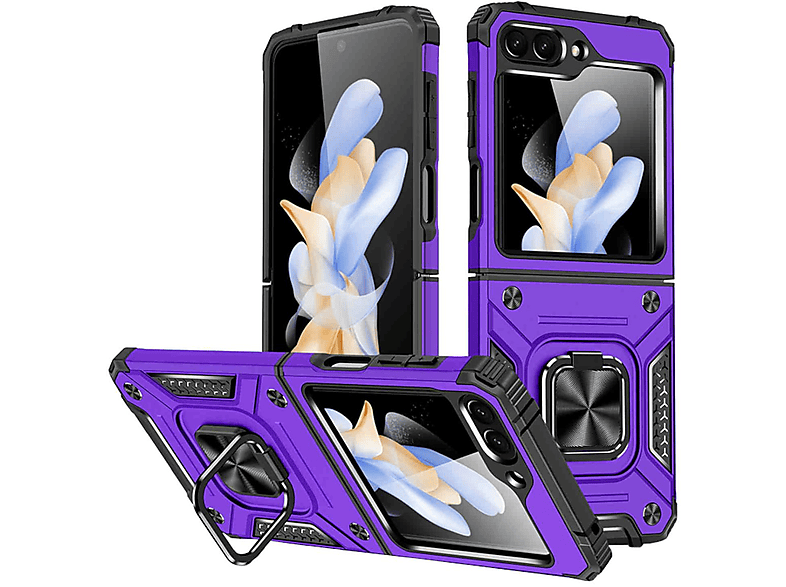 Galaxy 5G, WIGENTO Hülle, Design Z Magnet Lila Ring PC Samsung, Flip5 Backcover,