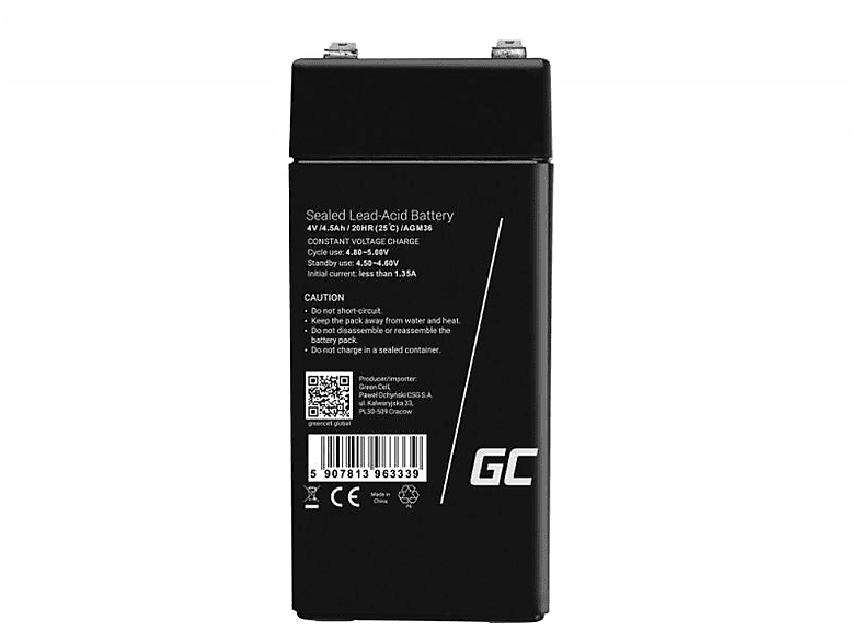 GREEN CELL AGM36 AGM mAh VRLA 4,5 Kinderfahrzeug-Batterie