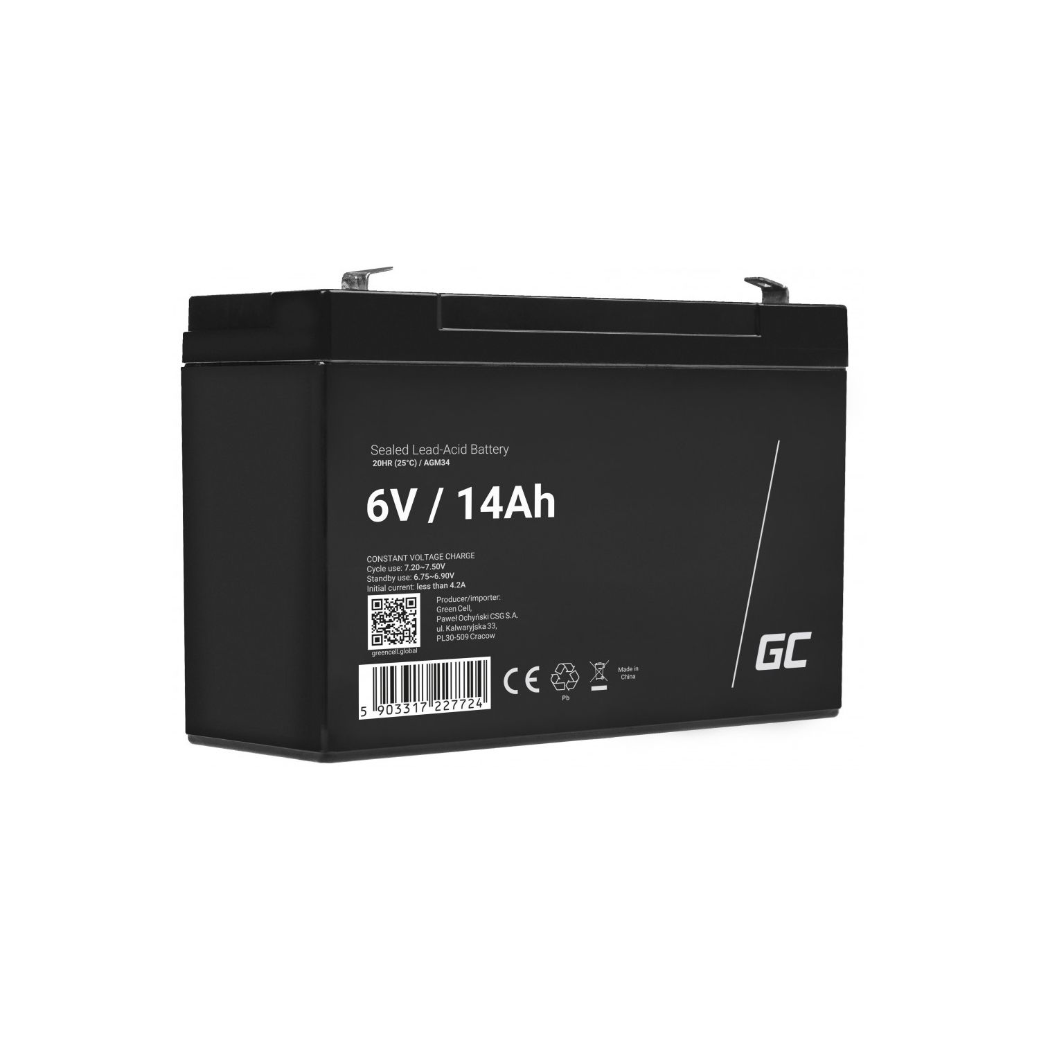 Kinderfahrzeug-Batterie, 14 VRLA CELL GREEN AGM mAh AGM34