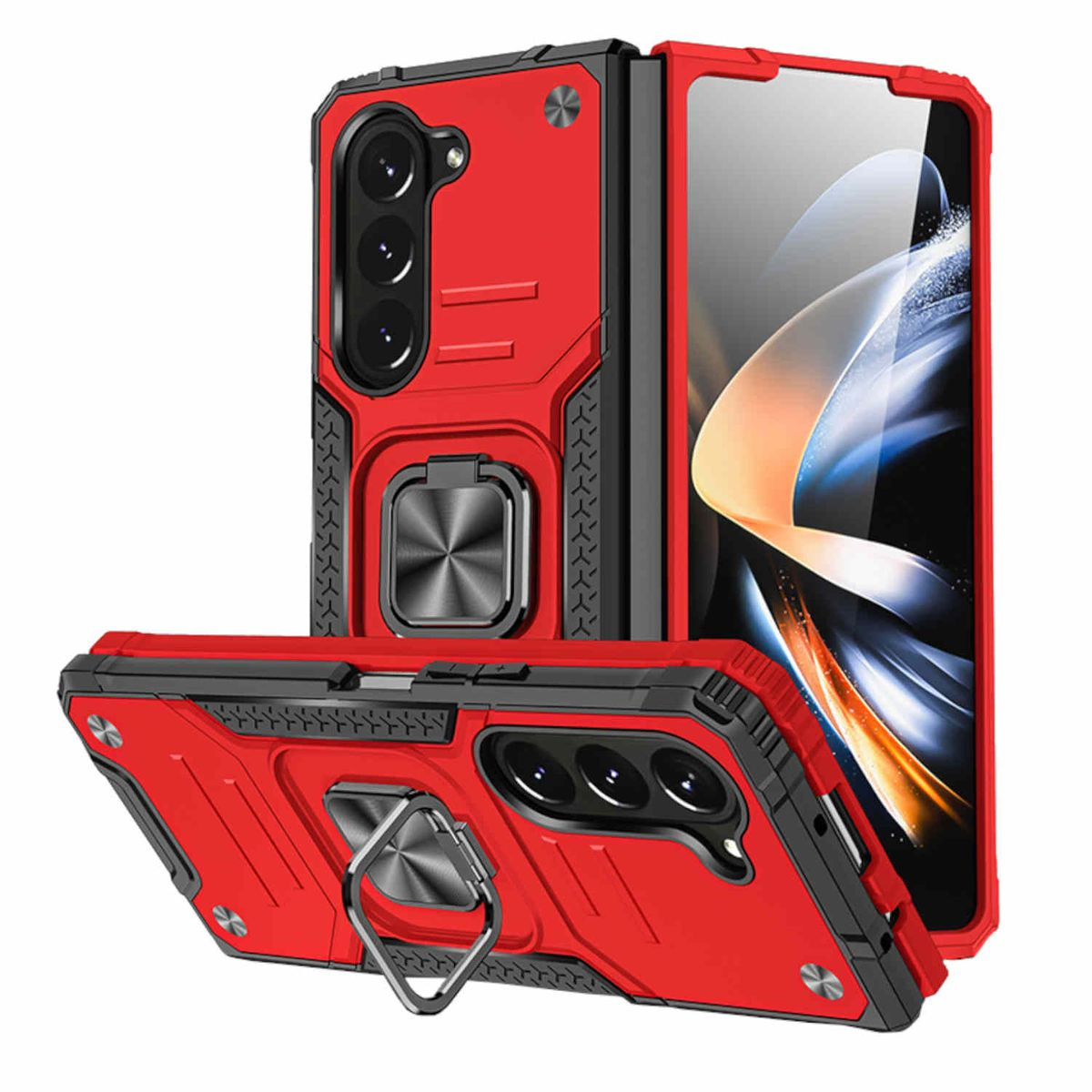 Backcover, Design Magnet Fold5 Galaxy WIGENTO Z Hülle, PC Rot Ring 5G, Samsung,