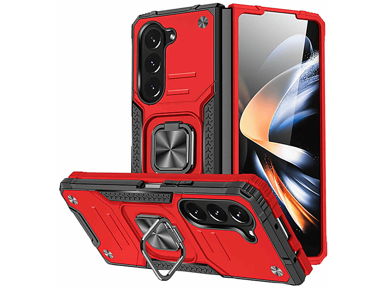 Backcover, Design Magnet Fold5 Galaxy WIGENTO Z Hülle, PC Rot Ring 5G, Samsung,