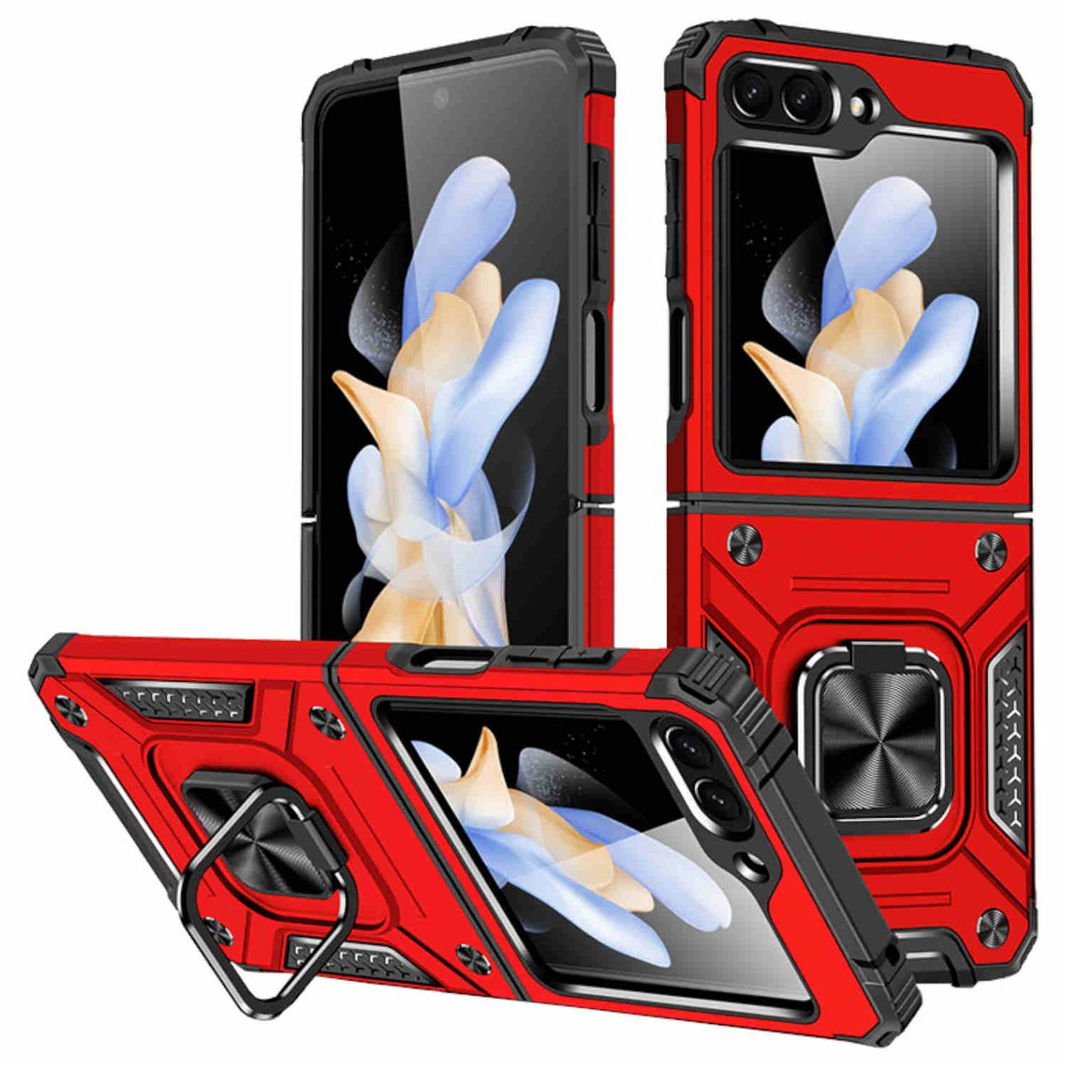 Rot Z PC Ring Magnet Backcover, Flip5 Samsung, Design Hülle, WIGENTO 5G, Galaxy