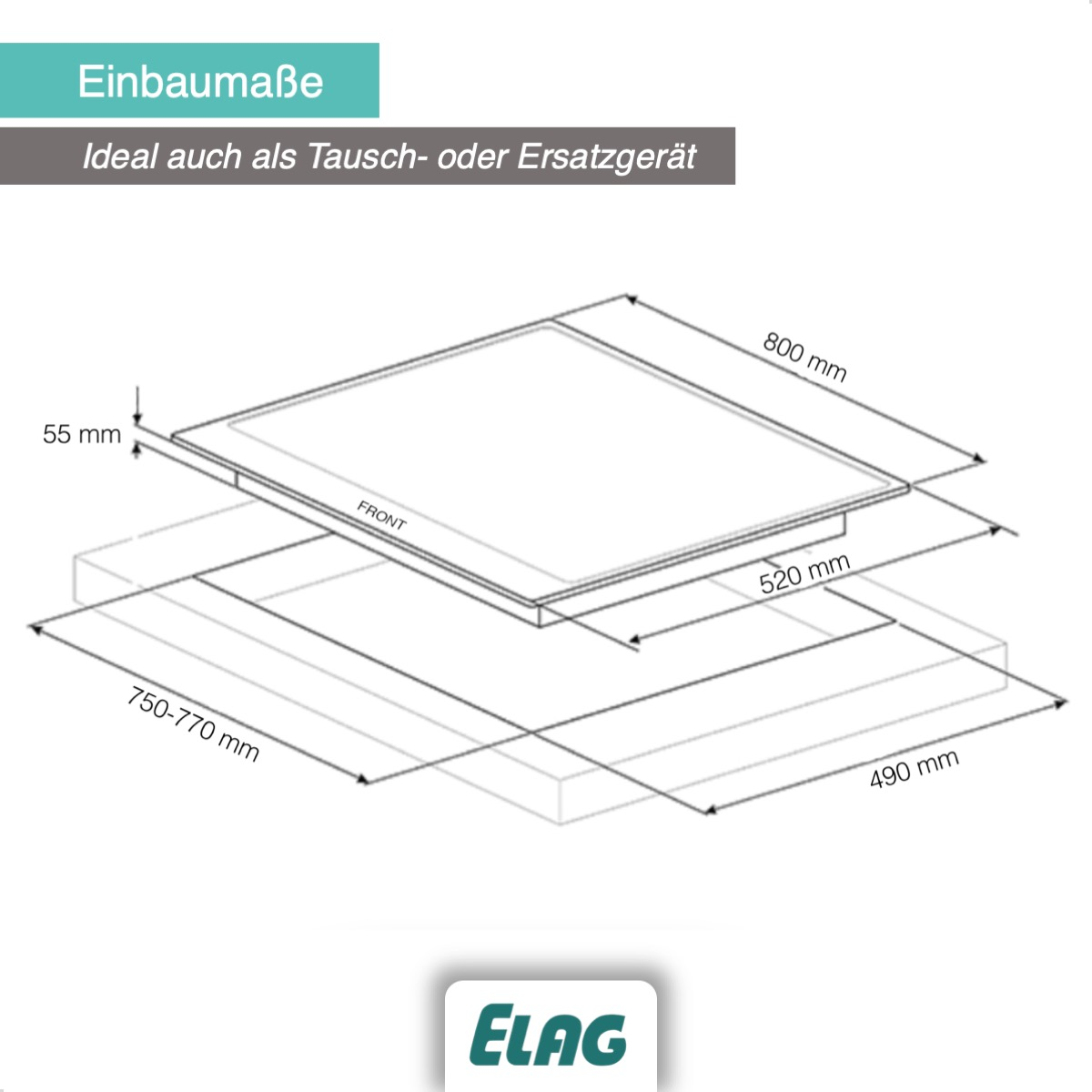 ELAG EX-500 Kochfelder) mm breit, 4 (800 Induktionskochfeld