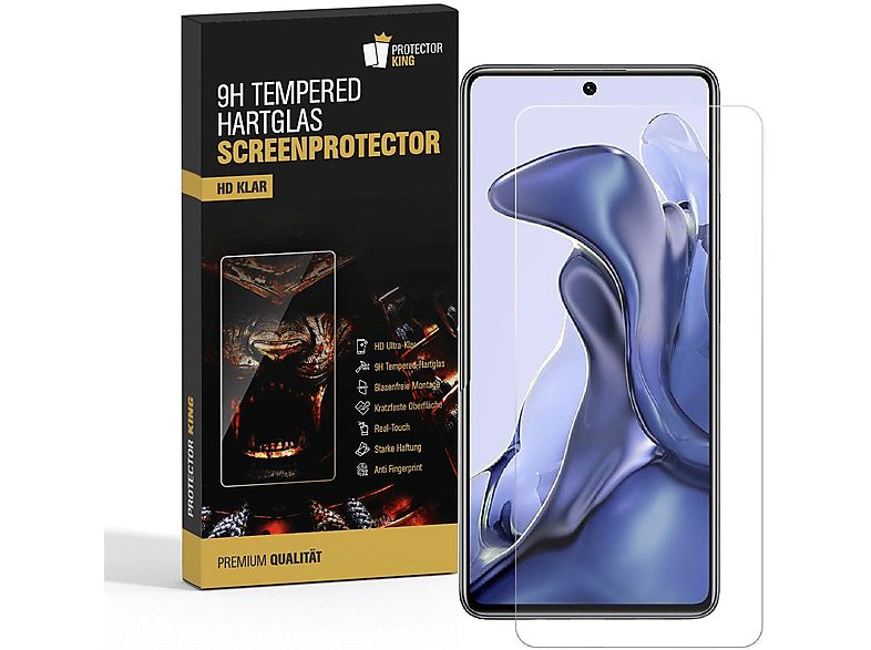 PROTECTORKING 2x Tempered 9H Panzerschutzglas KLAR Displayschutzfolie(für Xiaomi Xiaomi 11T Pro)