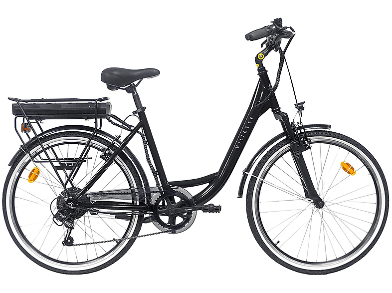 VILLETTE Le Petit Bonheur Citybike (Laufradgröße: 26 Zoll, Rahmenhöhe: 45 cm, Damen-Rad, 470 Wh, Schwarz) | Damen E-Bikes