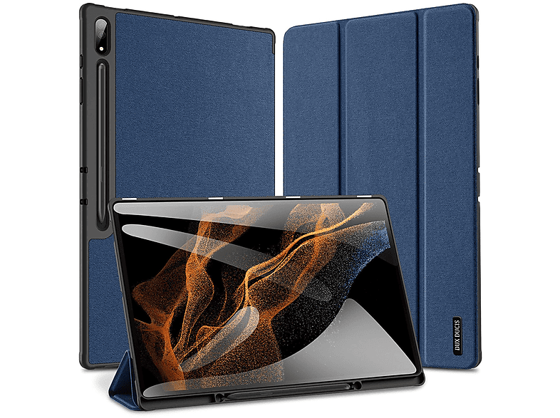 DUX DUCIS Domo Samsung Galaxy Tab S9 Ultra / Tab S8 Ultra Tablethülle Bookcover für Samsung Kunstleder, Blau