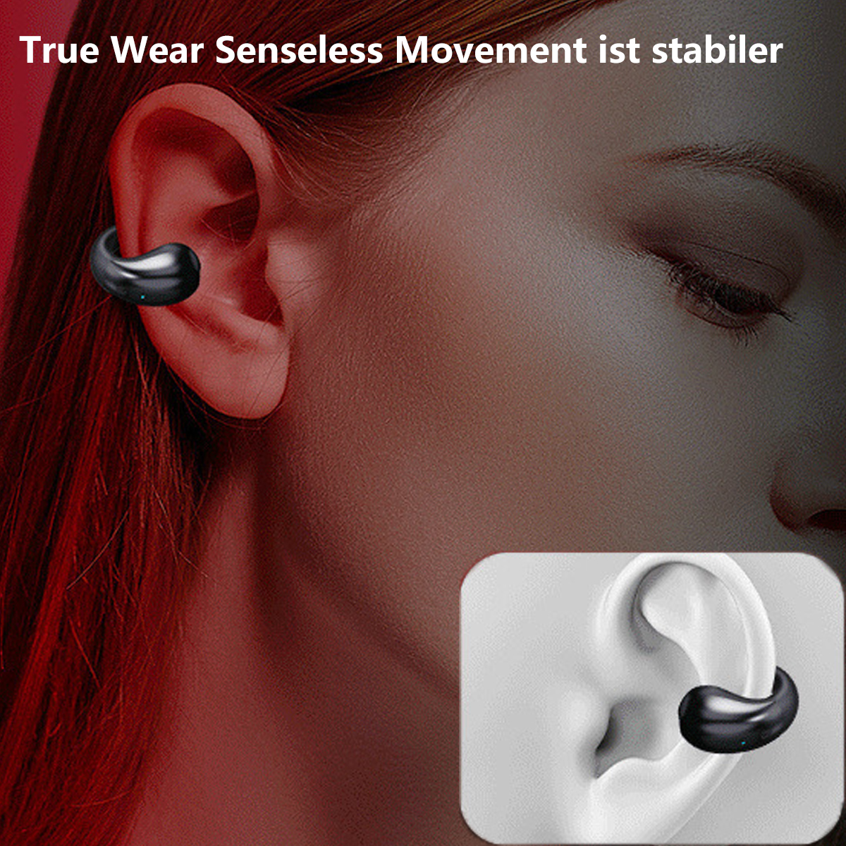 SYNTEK Clip-on Bluetooth Headset Geräuschunterdrückung Sport Kopfhörer Wireless, Blau On-ear Bluetooth