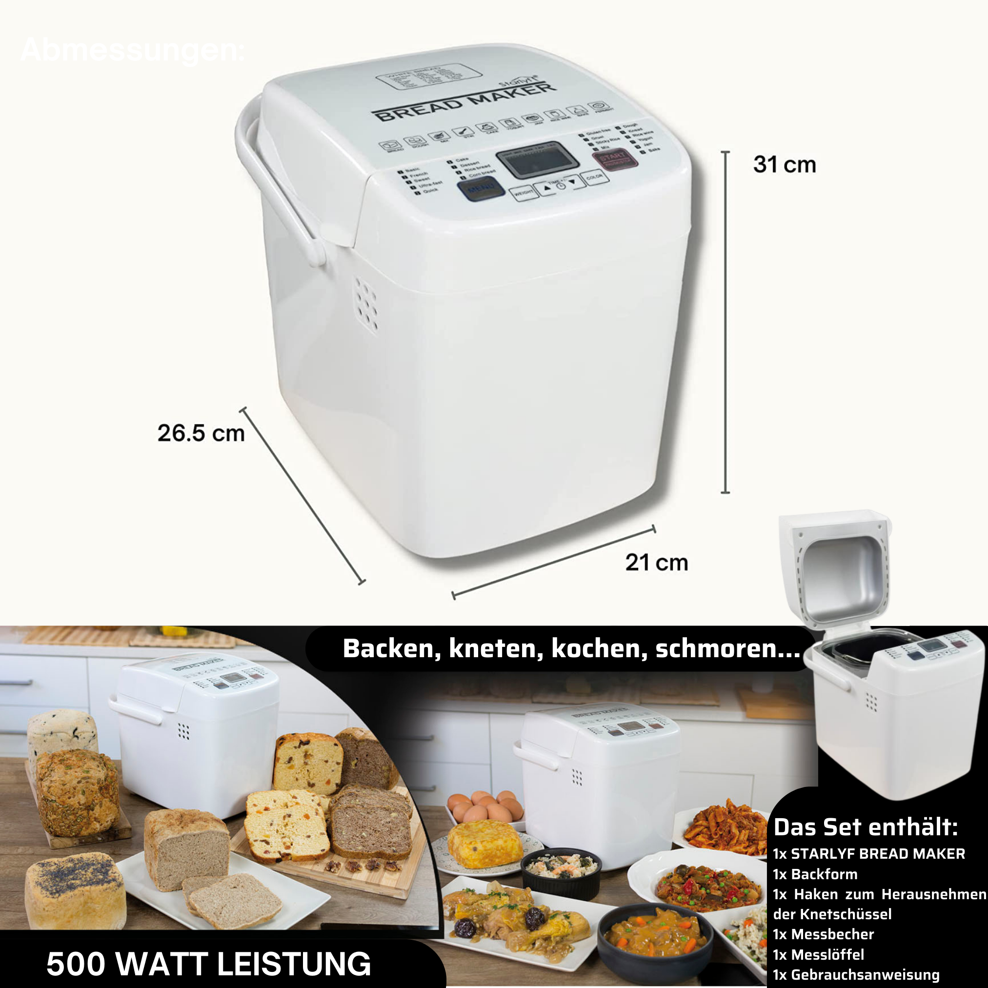 Bread weiß) Maker (Brotbackautomat, STARLYF