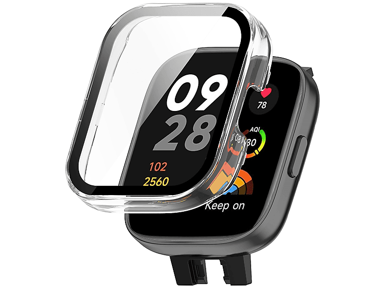 WIGENTO 360 Grad Electroplating TPU Hülle, Full Cover, Xiaomi, Redmi Watch 3, Transparent