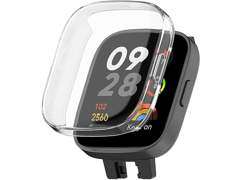WIGENTO 360 Grad Electroplating TPU Hülle, Full Cover, Transparent, Xiaomi Redmi Watch 3, Transparent