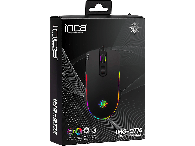INCA IMG-GT15 Gaming Maus, Schwarz