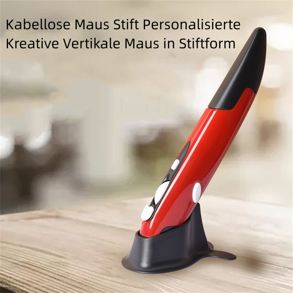 SYNTEK Kabellose Maus Stift rot Stift Maus Rot Computer-Zubehör Maus, vertikale kreative Persönlichkeit