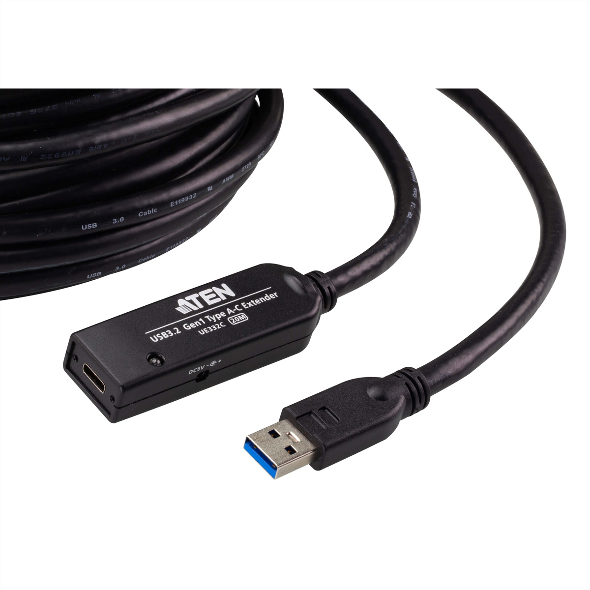 Un câble d'extension USB noir avec un connecteur USB et micro USB.