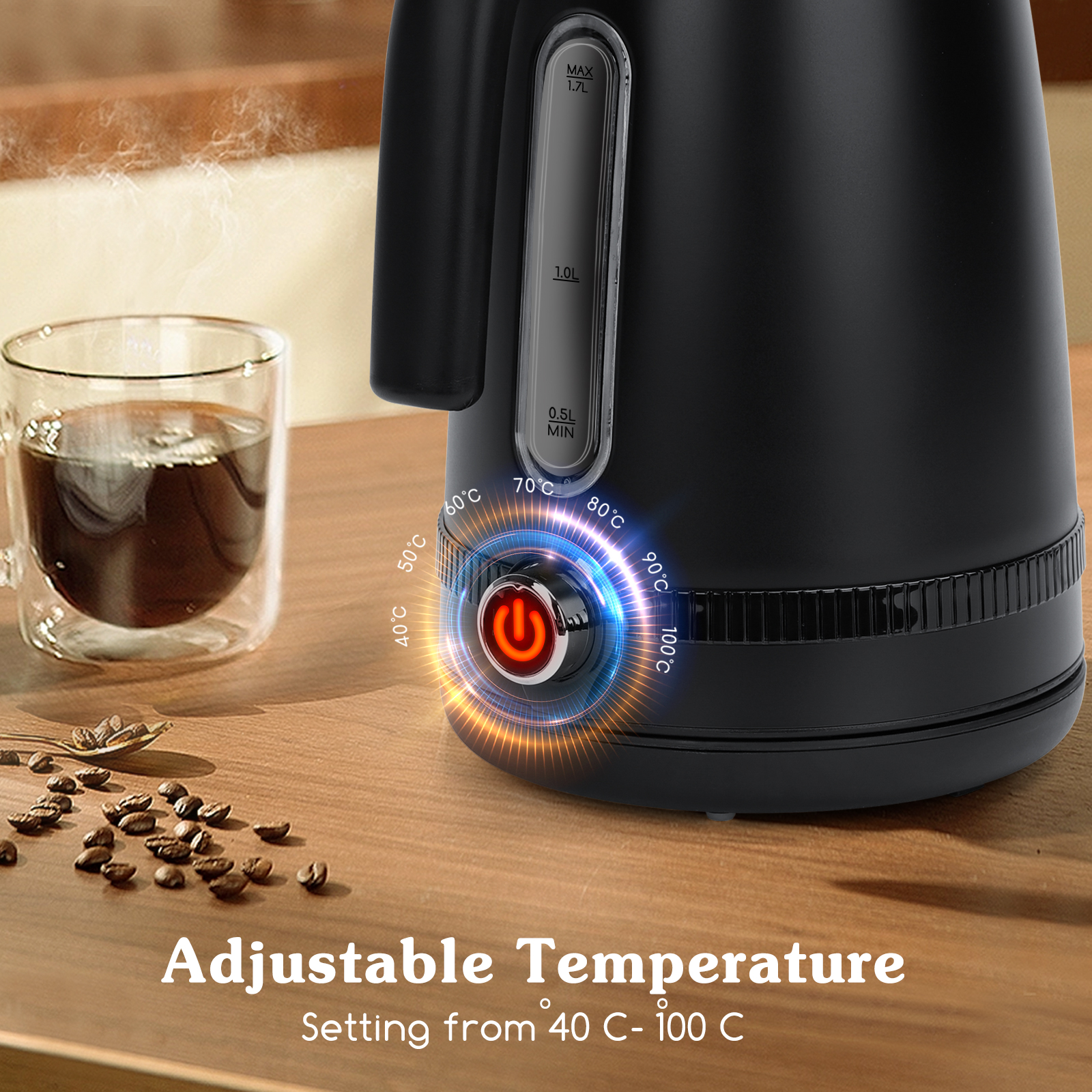 Hervidor agua AIGOSTAR Loki, 2200 W, l, Negro