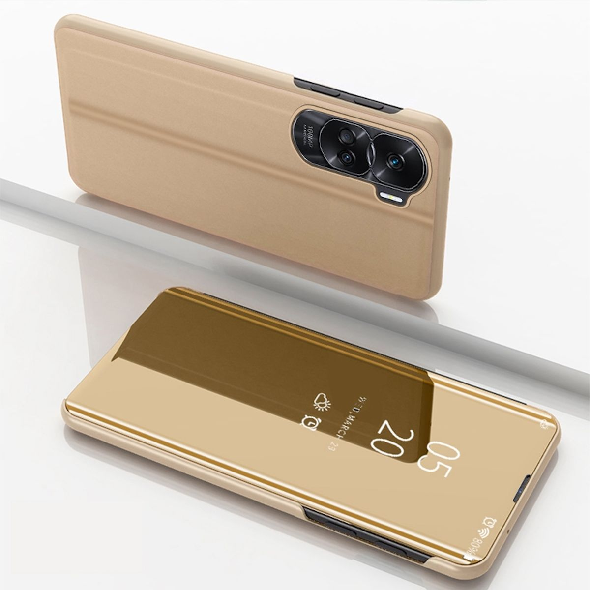 90 Mirror Honor, Cover, Lite, Full mit Smart Spiegel View WIGENTO Cover Wake Funktion, UP Gold