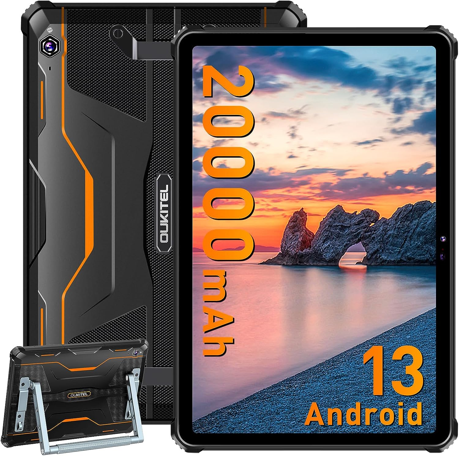 Tablet, OUKITEL Orange 14GB+256GB IP68 256 GB, Zoll, Robuste, 20000mAh RT6 Android 10,1 13