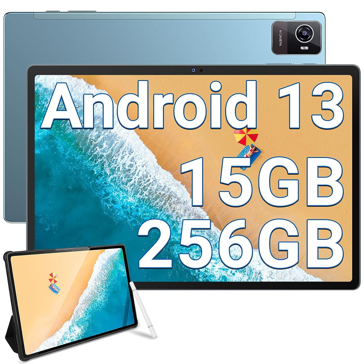 OUKITEL OKT3 15GB+256GB/2TB TF 4G, GB, 256 13 Blau 8250mAh Tablet, Android 10,5 Zoll