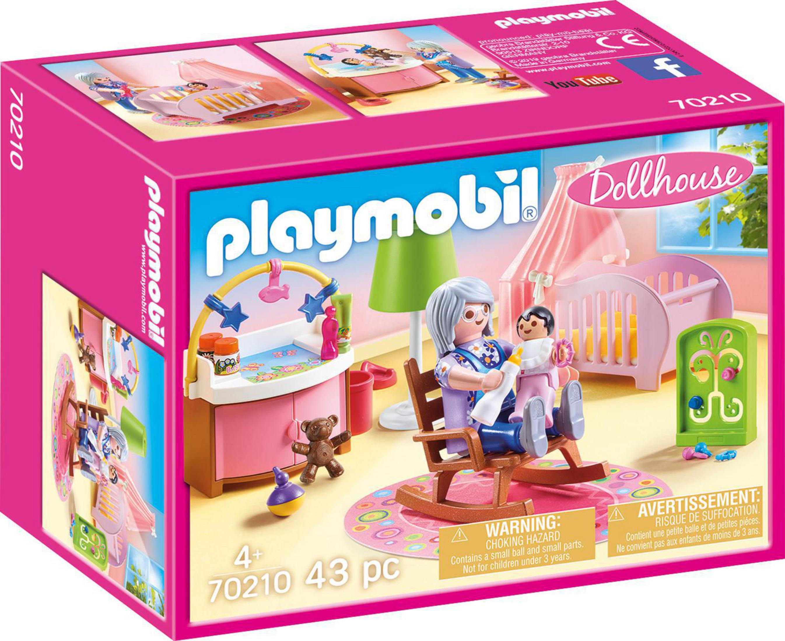 Pudełko Playmobil Dollhouse z matką i dzieckiem, meblami i zabawkami.