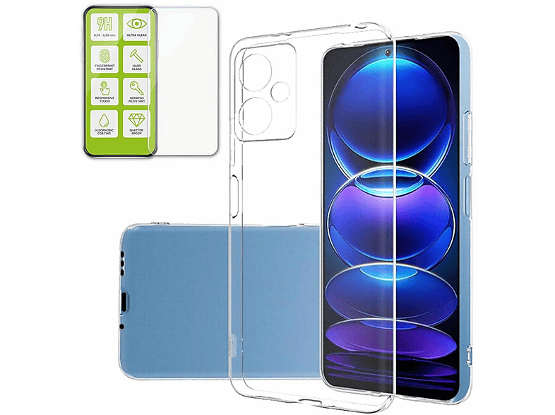 / Redmi 5G, Pro 12 Note X5 Hülle dünn Pro Glas, Poco Backcover, H9 Transparent TPU + Xiaomi, Silikon WIGENTO Schutz 5G Hart